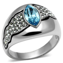 Load image into Gallery viewer, Rings for Women Silver Stainless Steel TK659 with Top Grade Crystal in Sea Blue
