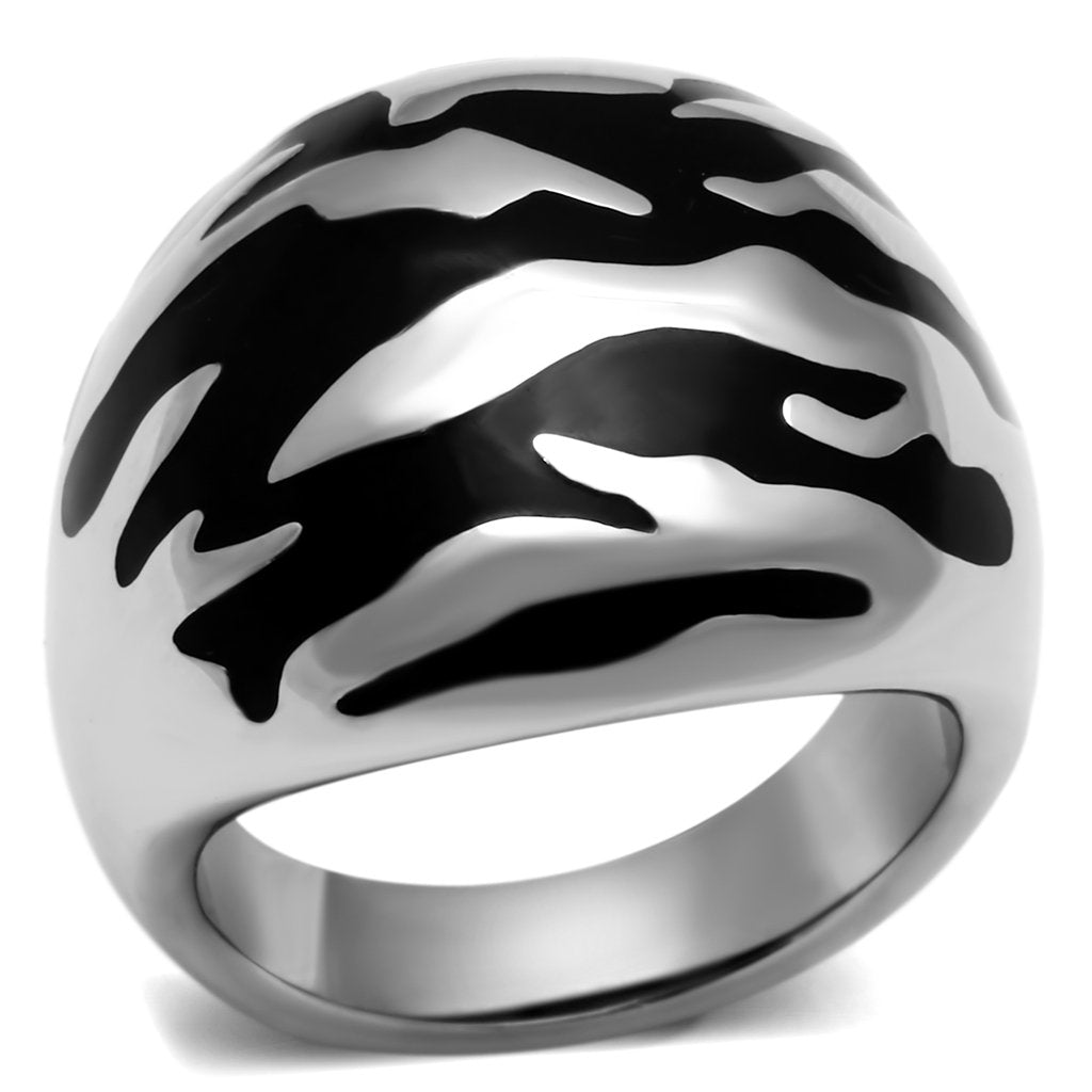 Rings for Women Silver Stainless Steel TK672 with Epoxy in Jet