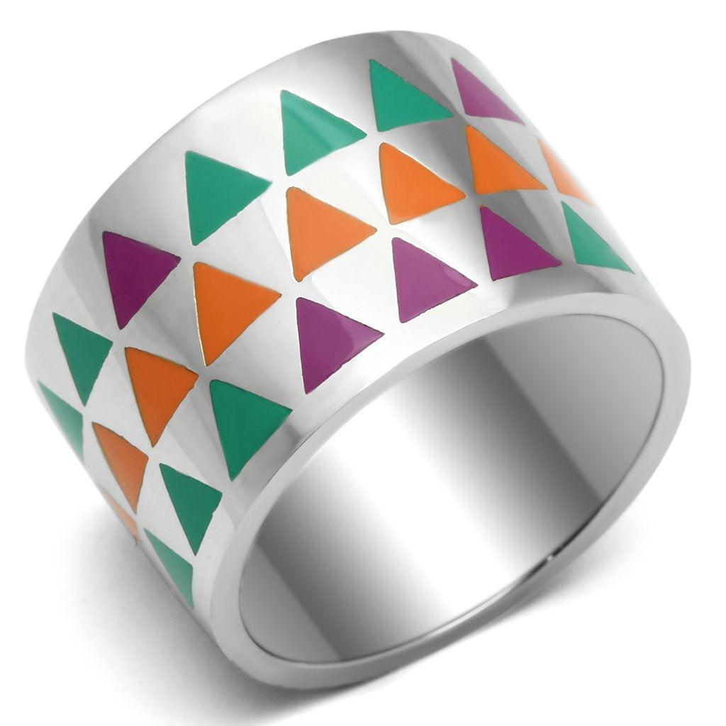 Rings for Women Silver Stainless Steel TK675 with Epoxy in Multi Color