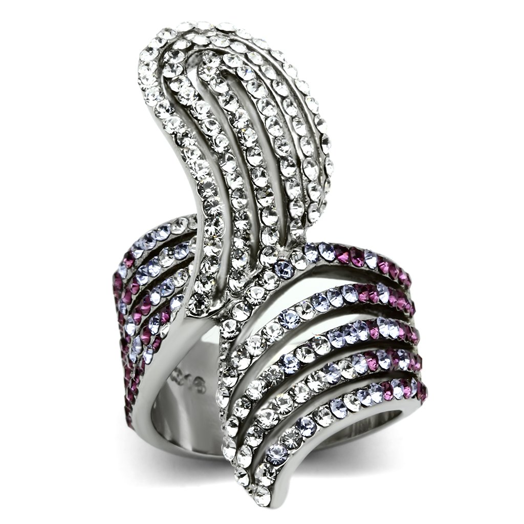 Rings for Women Silver Stainless Steel TK691 with Top Grade Crystal in Multi Color