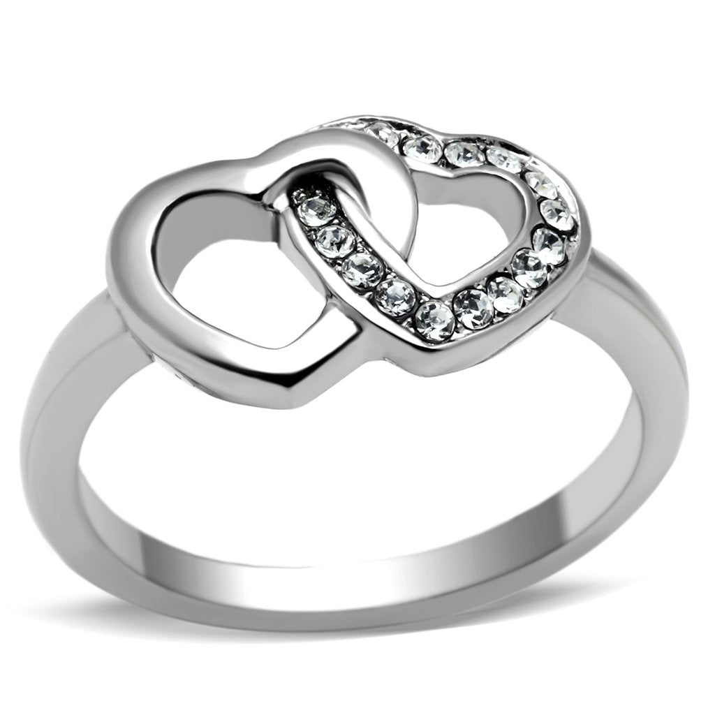 Rings for Women Silver Stainless Steel TK695 with Top Grade Crystal in Clear