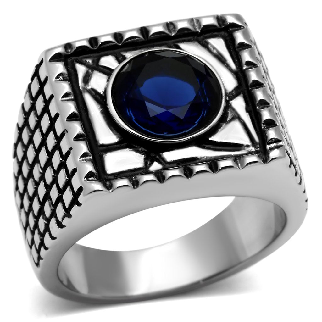 Rings for Men Silver Stainless Steel TK698 with Glass in Montana