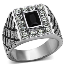 Load image into Gallery viewer, Rings for Men Silver Stainless Steel TK700 with Glass in Jet
