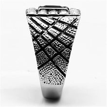 Load image into Gallery viewer, Rings for Men Silver Stainless Steel TK700 with Glass in Jet
