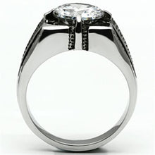 Load image into Gallery viewer, Rings for Men Silver Stainless Steel TK701 with AAA Grade Cubic Zirconia in Clear
