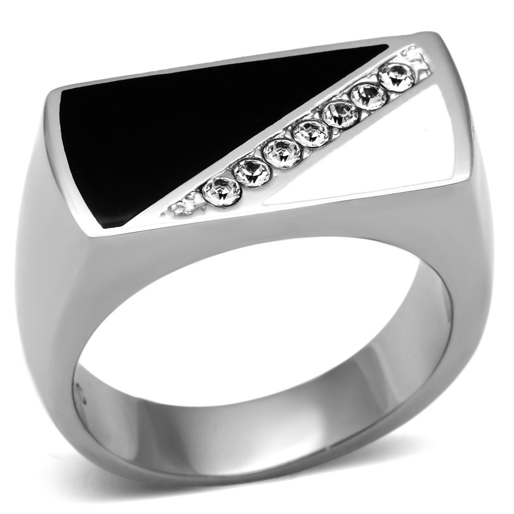 Rings for Men Silver Stainless Steel TK704 with Top Grade Crystal in Clear