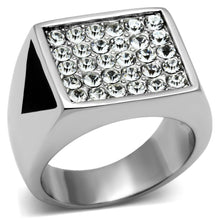 Load image into Gallery viewer, Rings for Men Silver Stainless Steel TK707 with Top Grade Crystal in Clear
