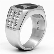 Load image into Gallery viewer, Rings for Men Silver Stainless Steel TK709 with Top Grade Crystal in Clear
