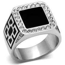 Load image into Gallery viewer, Rings for Men Silver Stainless Steel TK713 with Top Grade Crystal in Clear
