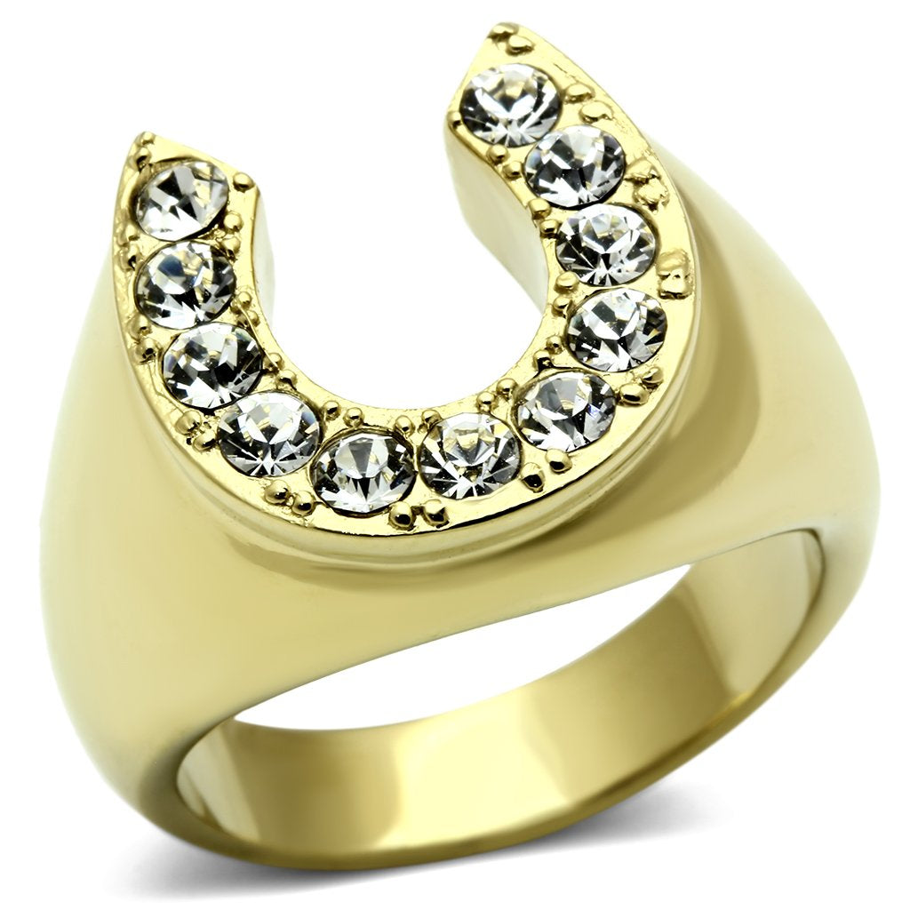 Gold Rings for Men Stainless Steel TK717 with Top Grade Crystal in Clear