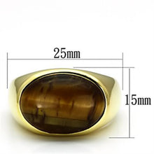 Load image into Gallery viewer, Gold Rings for Men Stainless Steel TK718 with Tiger Eye in Topaz
