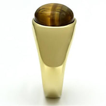 Load image into Gallery viewer, Gold Rings for Men Stainless Steel TK718 with Tiger Eye in Topaz
