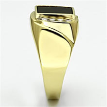 Load image into Gallery viewer, Gold Rings for Men Stainless Steel TK722 with Semi-Precious Onyx in Jet
