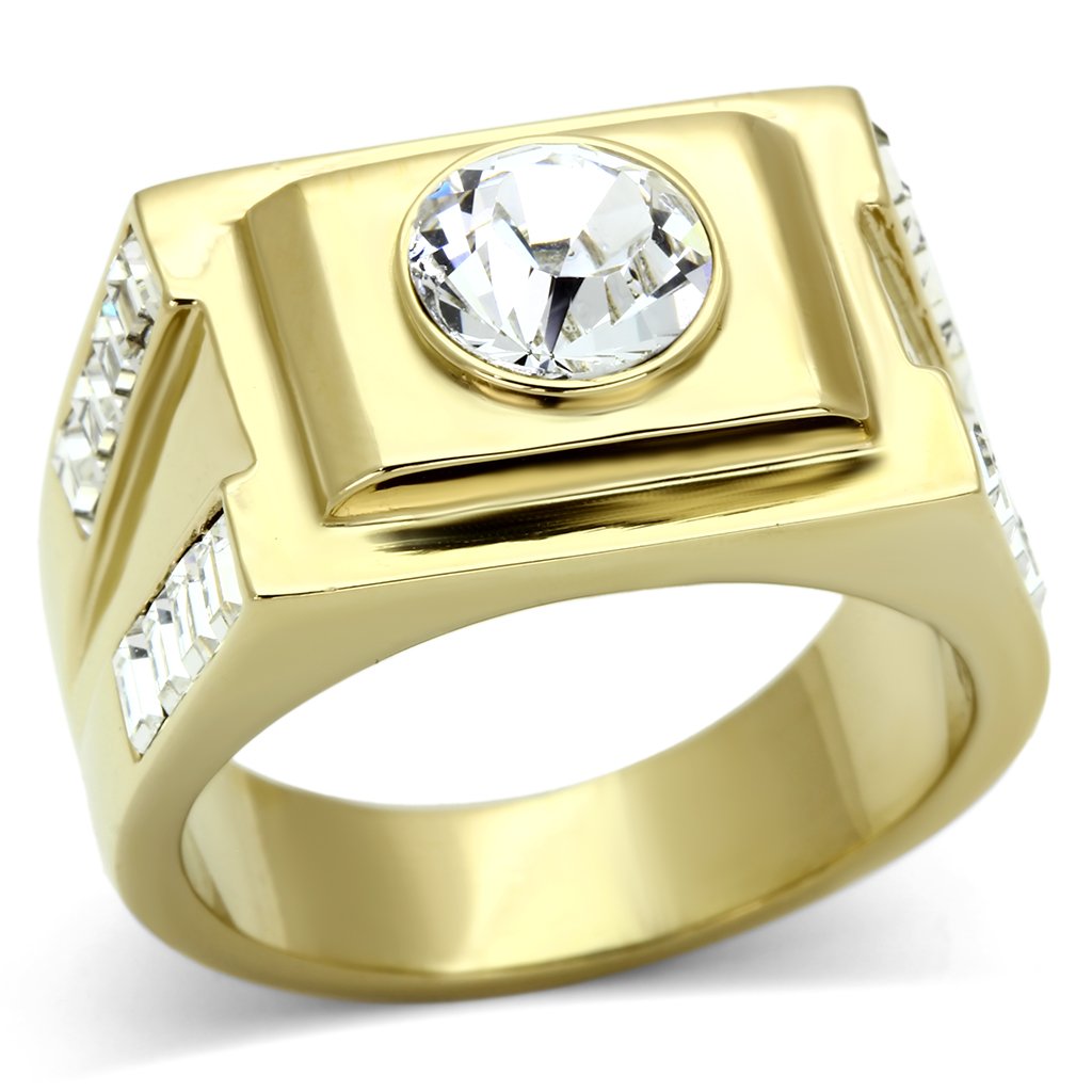 Gold Rings for Men Stainless Steel TK725 with Top Grade Crystal in Clear