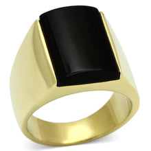 Load image into Gallery viewer, Gold Rings for Men Stainless Steel TK726 with Semi-Precious Onyx in Jet
