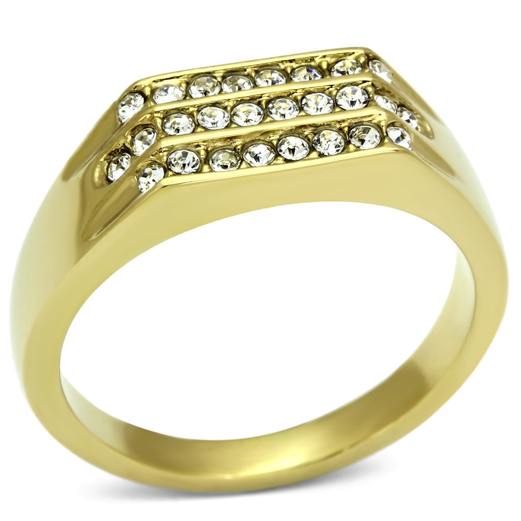 Gold Rings for Men Stainless Steel TK727 with Top Grade Crystal in Clear
