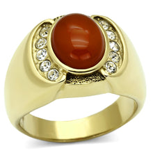 Load image into Gallery viewer, Gold Rings for Men Stainless Steel TK729 with Semi-Precious Agate in Siam
