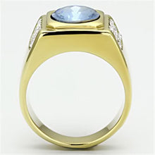 Load image into Gallery viewer, Gold Rings for Men Stainless Steel TK730 with Glass in Light Sapphire
