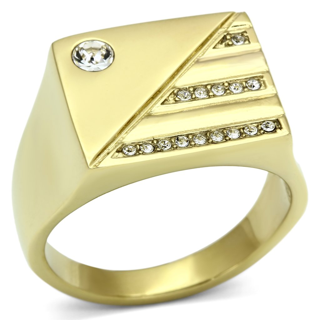 Gold Rings for Men Stainless Steel TK731 with Top Grade Crystal in Clear