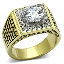 Load image into Gallery viewer, Gold Rings for Men Stainless Steel TK735 Two-Tone with AAA Grade Cubic Zirconia in Clear
