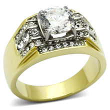 Load image into Gallery viewer, Gold Rings for Men Stainless Steel TK736 Two-Tone with AAA Grade Cubic Zirconia in Clear
