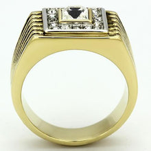 Load image into Gallery viewer, Gold Rings for Men Stainless Steel TK750 Two-Tone with Top Grade Crystal in Clear
