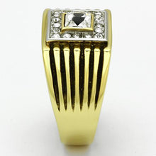 Load image into Gallery viewer, Gold Rings for Men Stainless Steel TK750 Two-Tone with Top Grade Crystal in Clear
