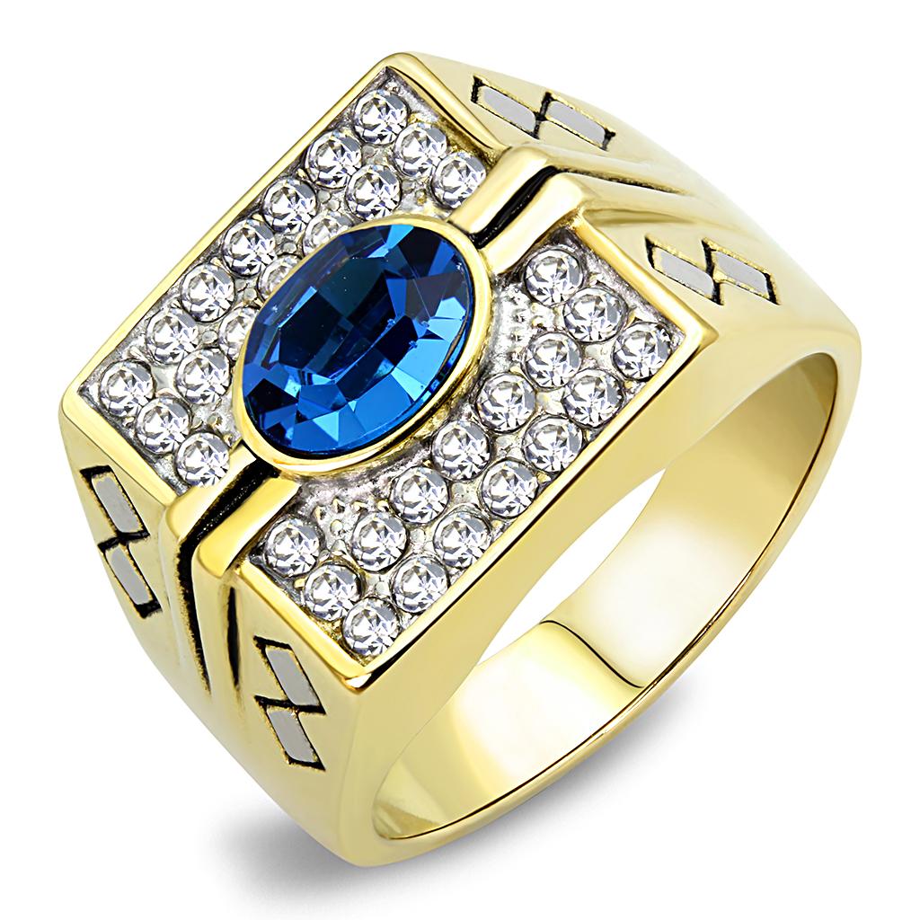 Gold Rings for Men Stainless Steel TK752 Two-Tone with Top Grade Crystal in Montana