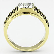 Load image into Gallery viewer, Gold Rings for Men Stainless Steel TK753 Two-Tone with Top Grade Crystal in Clear
