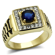 Load image into Gallery viewer, Gold Rings for Men Stainless Steel TK754 Two-Tone with Glass in Montana
