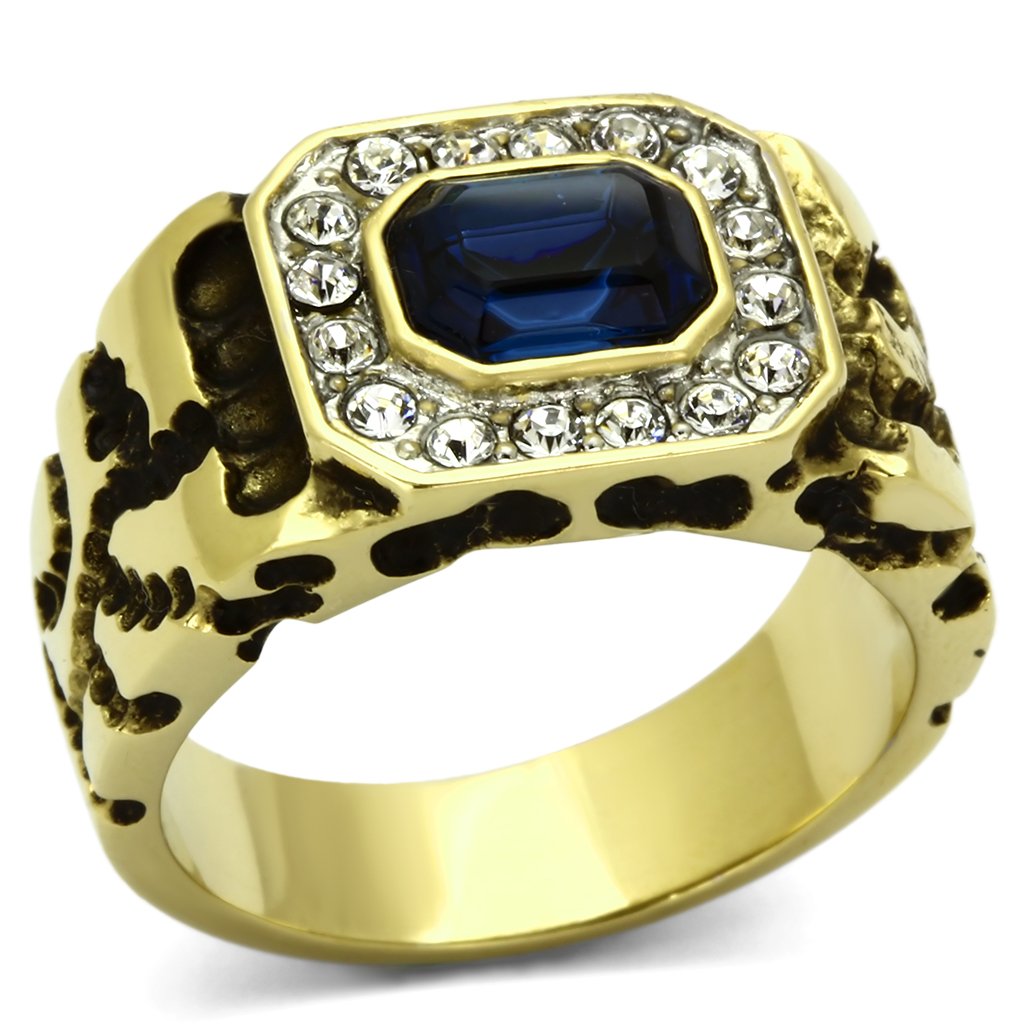 Gold Rings for Men Stainless Steel TK756 Two-Tone with Top Grade Crystal in Montana