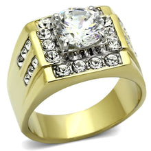Load image into Gallery viewer, Gold Rings for Men Stainless Steel TK760 Two-Tone with AAA Grade Cubic Zirconia in Clear

