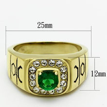 Load image into Gallery viewer, Gold Rings for Men Stainless Steel TK764 with Glass in Emerald
