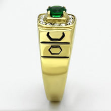 Load image into Gallery viewer, Gold Rings for Men Stainless Steel TK764 with Glass in Emerald
