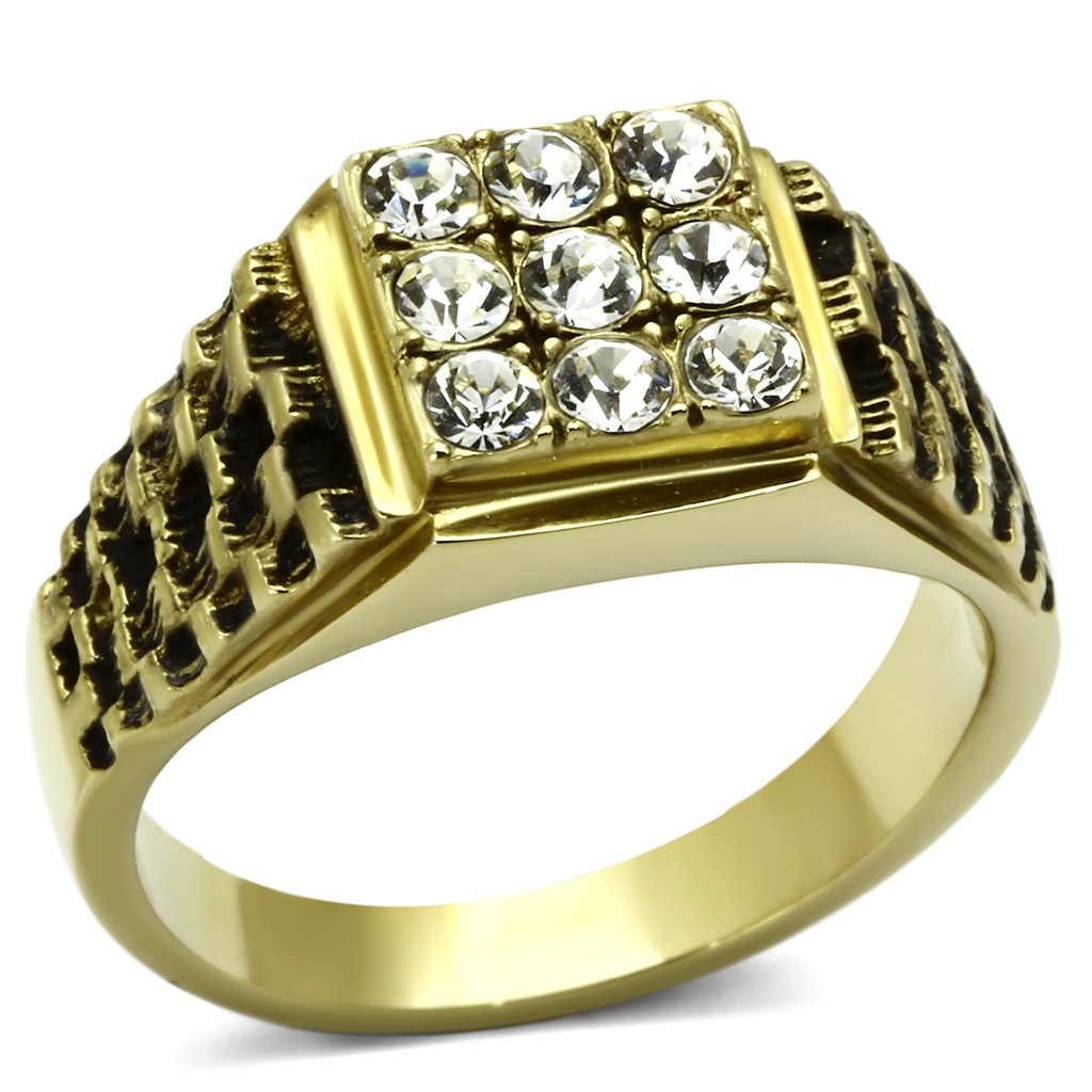 Gold Rings for Men Stainless Steel TK765 with Top Grade Crystal in Clear