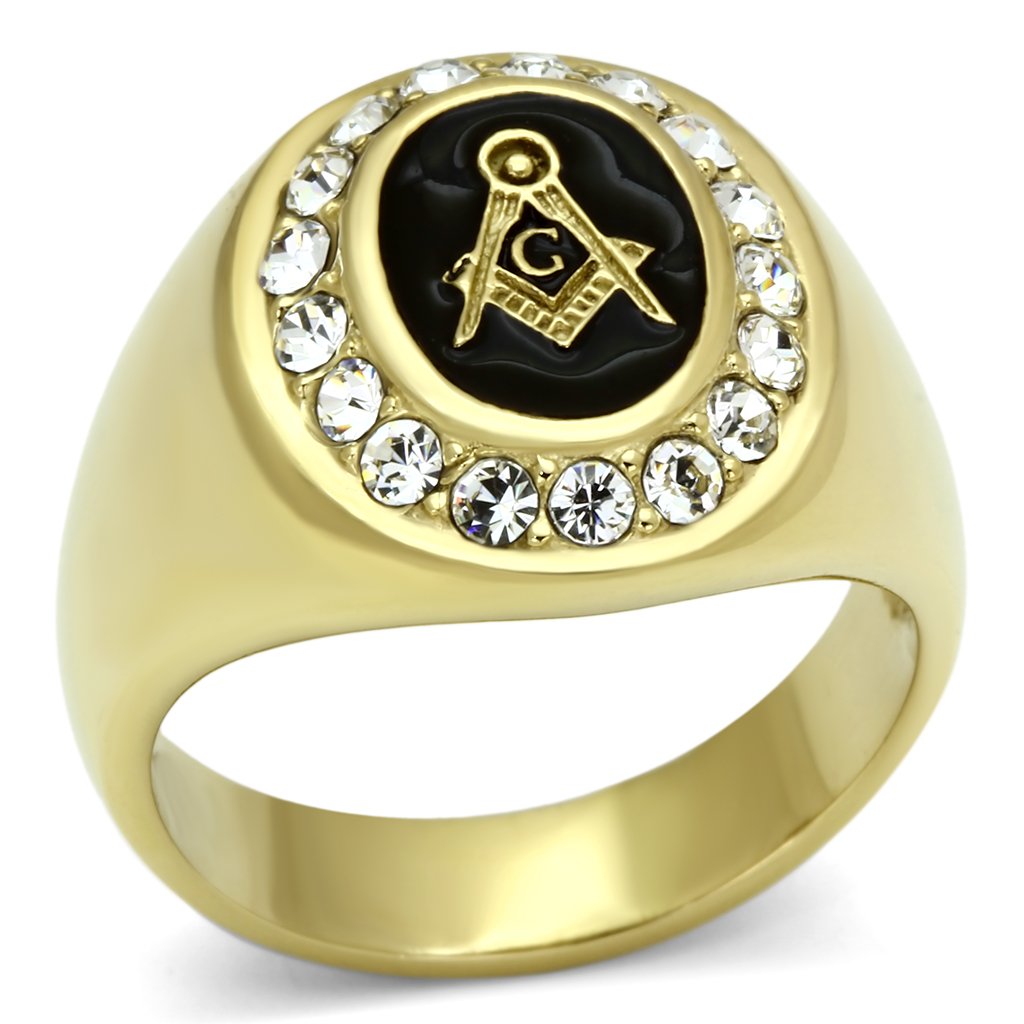 Gold Rings for Men Stainless Steel TK766 with Top Grade Crystal in Clear