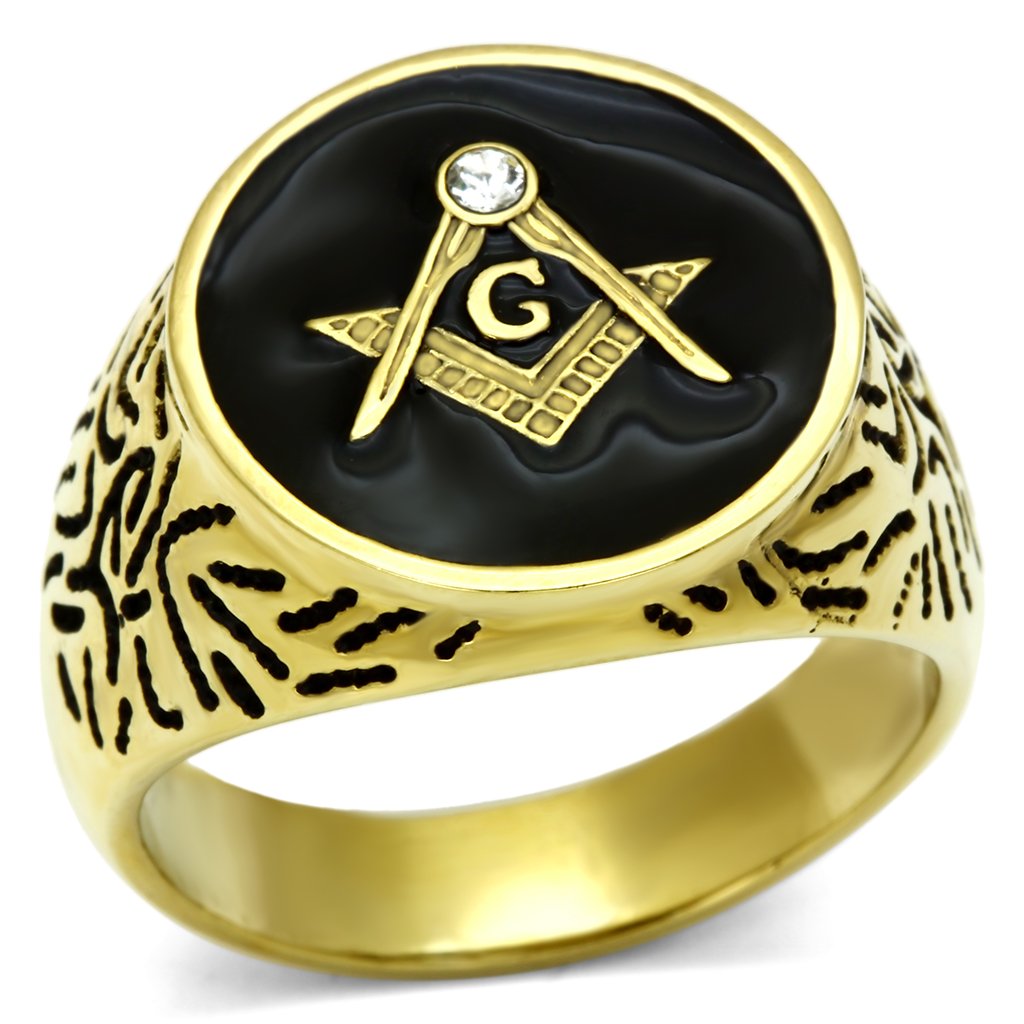 Gold Rings for Men Stainless Steel TK768 with Top Grade Crystal in Clear