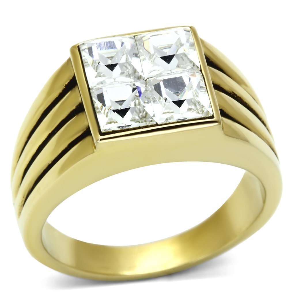 Gold Rings for Men Stainless Steel TK769 with Top Grade Crystal in Clear