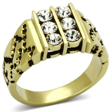 Load image into Gallery viewer, Gold Rings for Men Stainless Steel TK774 with Top Grade Crystal in Clear
