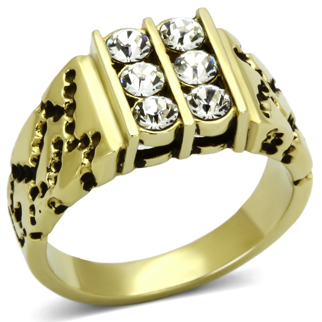 Gold Rings for Men Stainless Steel TK774 with Top Grade Crystal in Clear