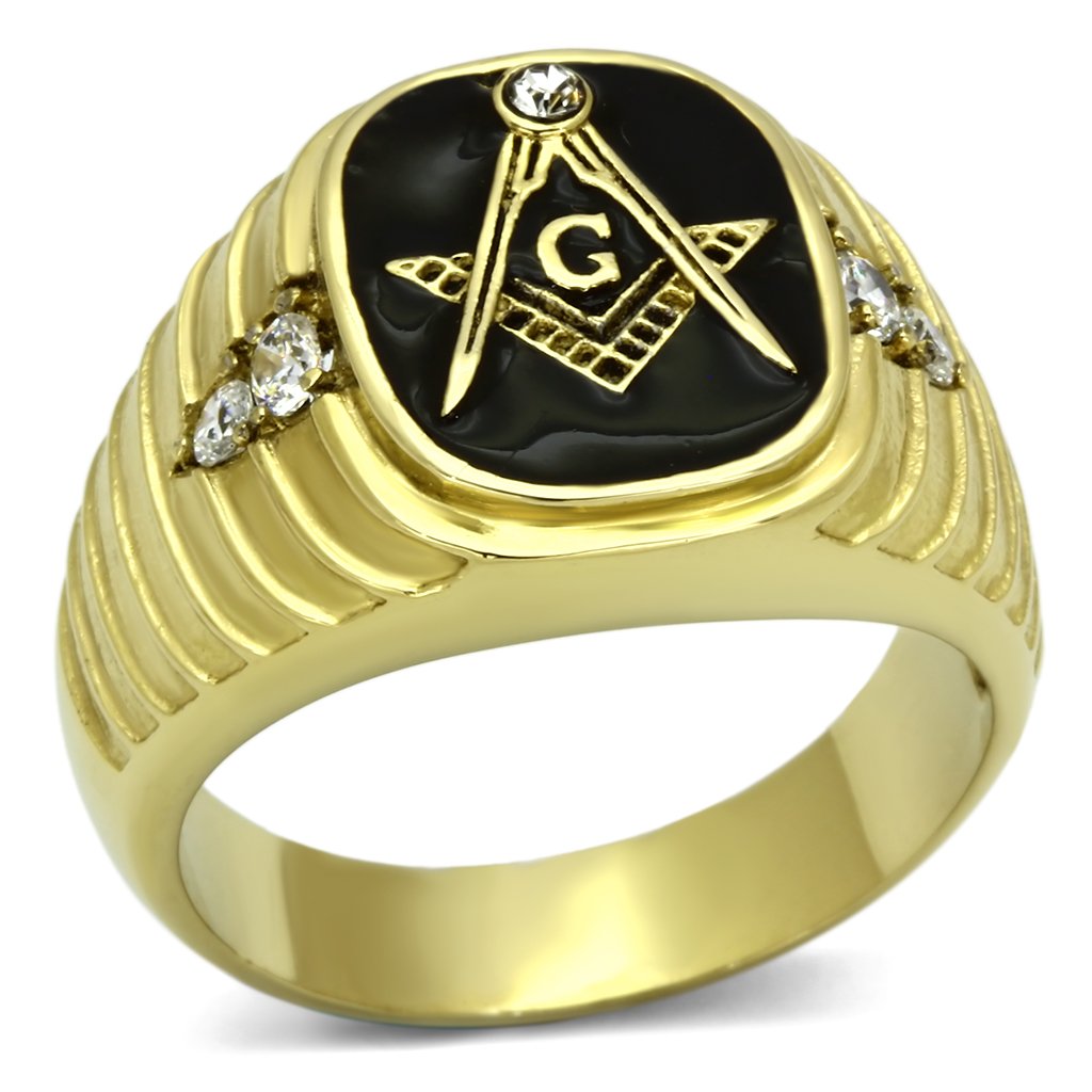 Gold Rings for Men Stainless Steel TK776 with Top Grade Crystal in Clear