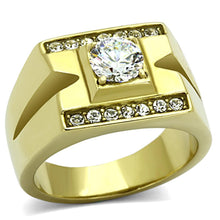 Load image into Gallery viewer, Gold Rings for Men Stainless Steel TK777 with AAA Grade Cubic Zirconia in Clear

