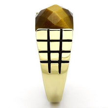 Load image into Gallery viewer, Gold Rings for Men Stainless Steel TK779 with Semi-Precious Tiger Eye in Topaz
