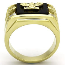 Load image into Gallery viewer, Gold Rings for Men Stainless Steel TK793 with Semi-Precious Agate in Jet
