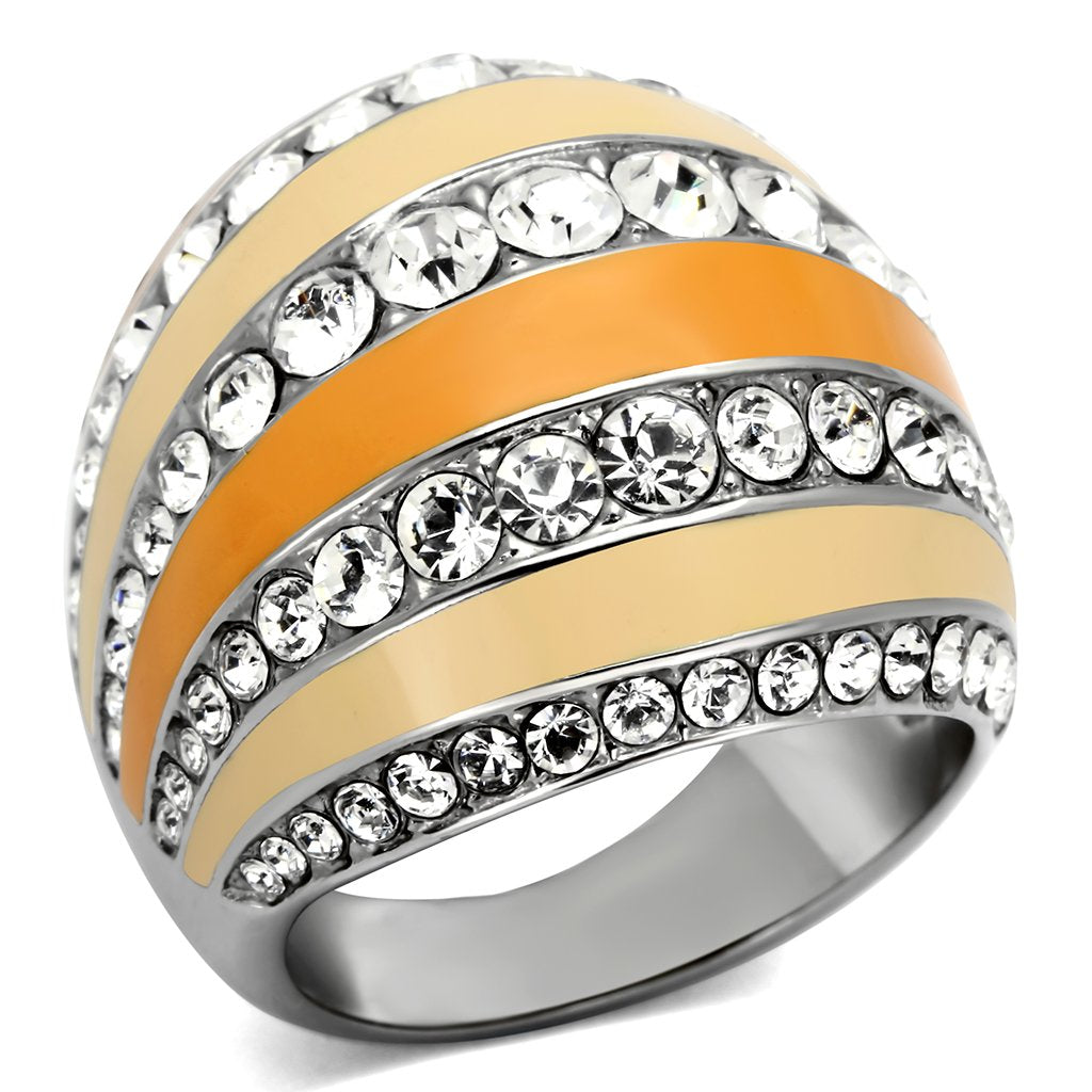 Rings for Women Silver Stainless Steel TK798 with Top Grade Crystal in Clear