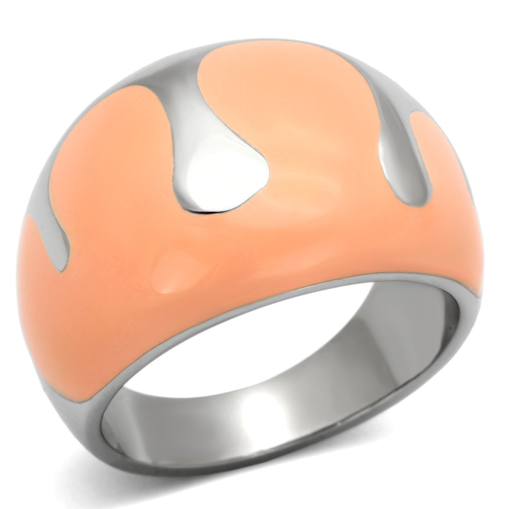 Rings for Women Silver Stainless Steel TK802 with Epoxy in Orange