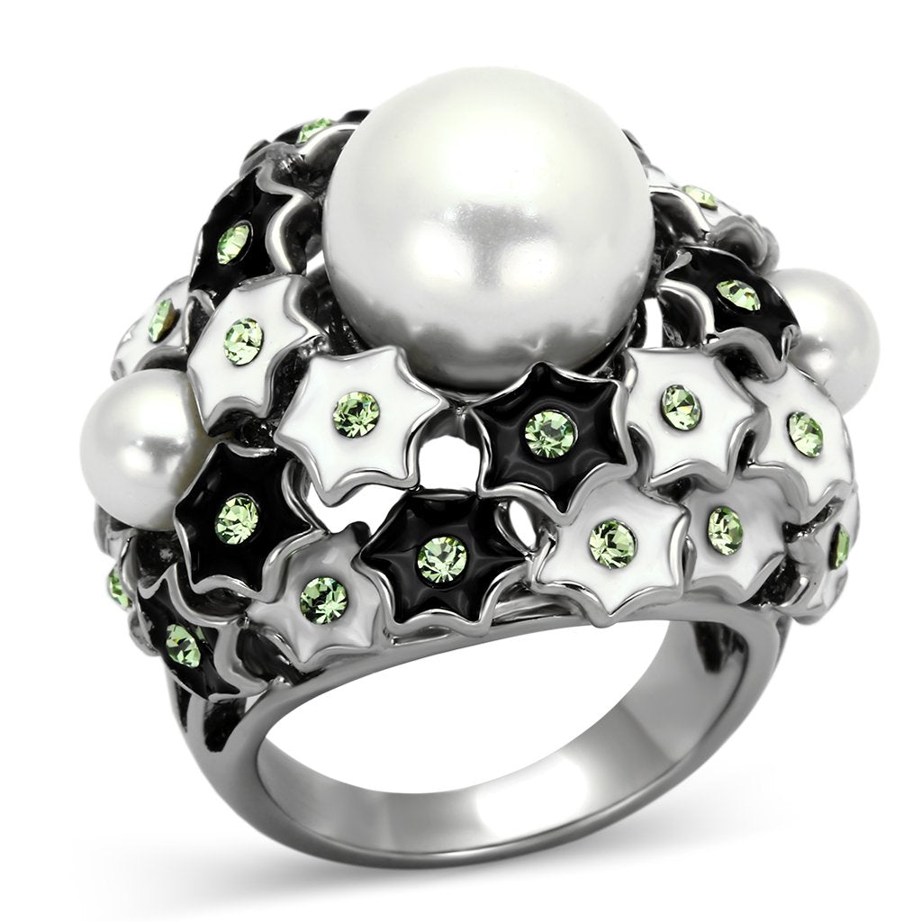 Silver Rings for Women Stainless Steel TK818 with Pearl in White