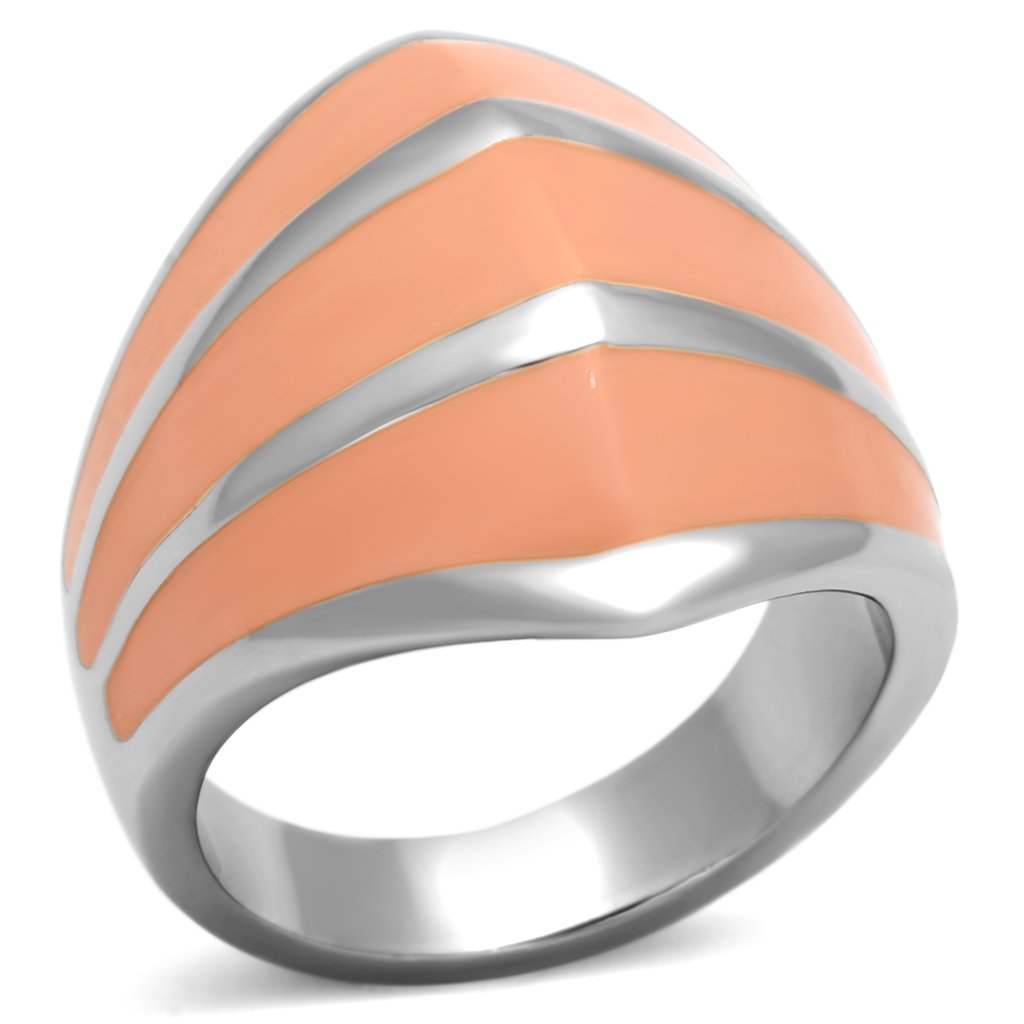 Rings for Women Silver Stainless Steel TK822 with Epoxy in Orange