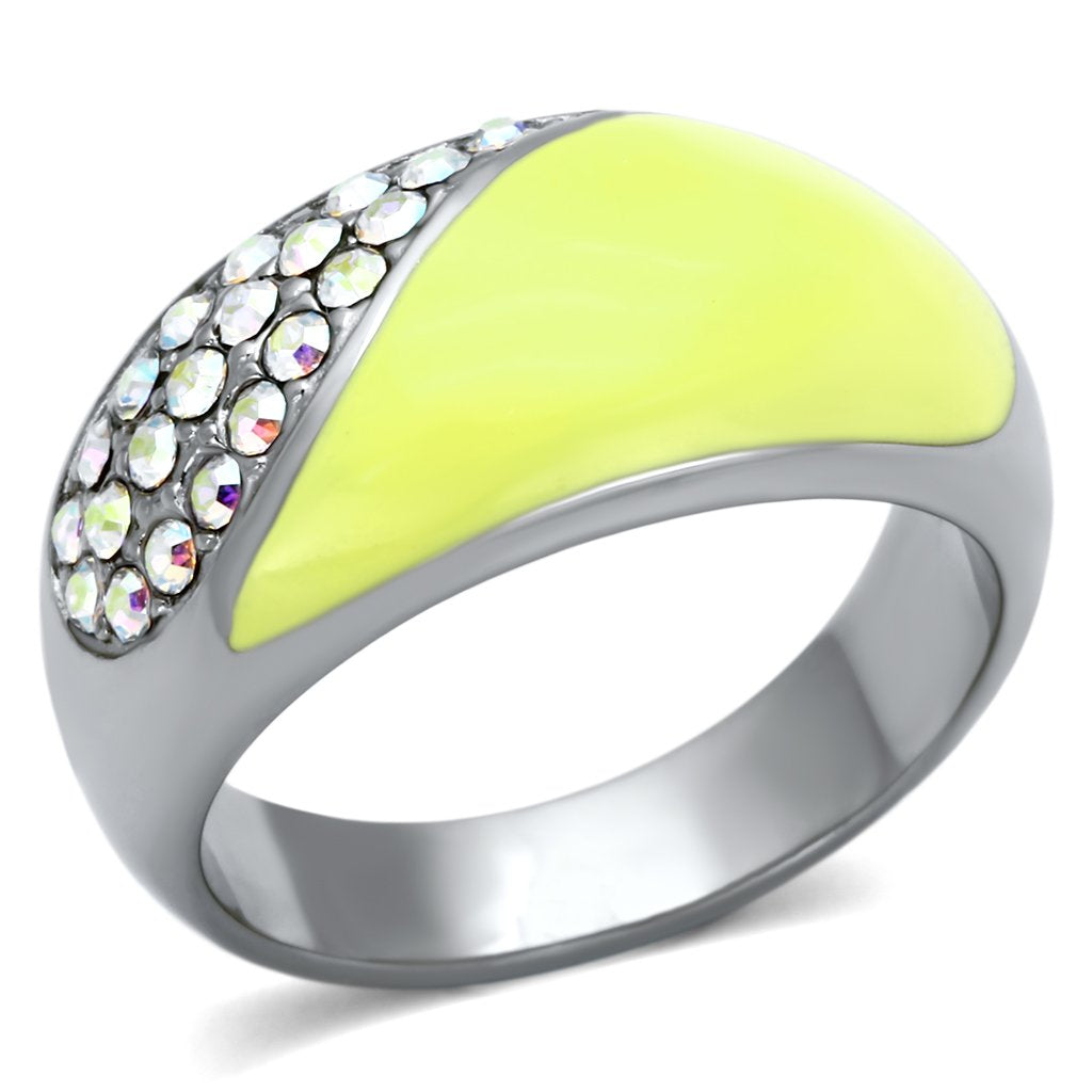 Rings for Women Silver Stainless Steel TK829 with Top Grade Crystal in Aurora Borealis (Rainbow Effect)