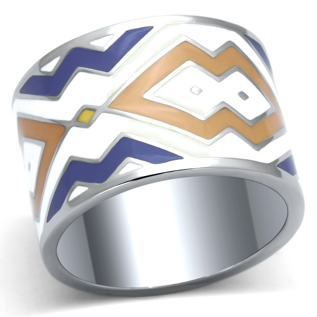 Rings for Women Silver Stainless Steel TK841 with Epoxy in Multi Color